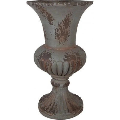 Clayre & Eef Šedý antik květináč / váza v barokním stylu Baroque - 30x52 cm