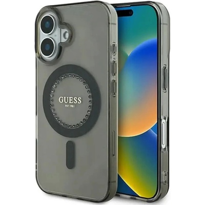GUESS Калъф Guess IML Rhinestones MagSafe за iPhone 16 Plus - черен (3666339305611)