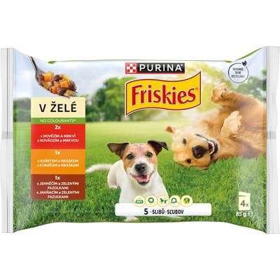 Friskies Adult kapsičky pro psy hovězí kuře jehněčí v želé 4 x 85 g