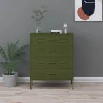 vidaXL Шкаф с чекмеджета, маслиненозелен, 80х35х101, 5 см, стомана (336198)