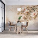 Art Gift Decor Фототапет с нежни бежови цветя и акварелен фон