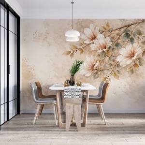 Art Gift Decor Фототапет с нежни бежови цветя и акварелен фон