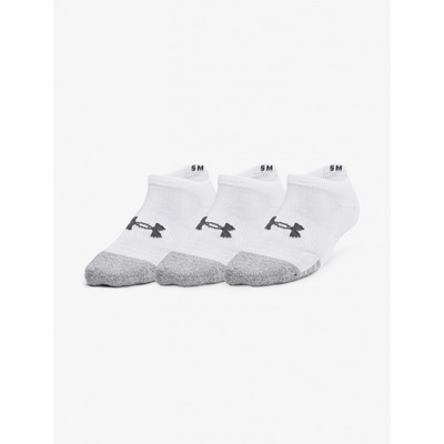 Under Armour Heatgear 3pk No Show Yth WHT