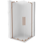 Mexen Velar L Duo плъзгаща се душ кабина 90 x 90 cm, матирано стъкло, четкована мед - 871-090-090-02-33-65 (871-090-090-02-33-65)