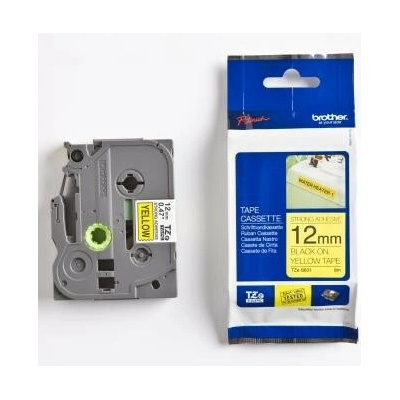 páska BROTHER TZS631 čierne písmo, žltá páska extra lepivá ADHESIVE Tape (12mm) (TZES631)