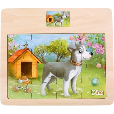 Pino Дървен пъзел от 12 части - Кученце, Pino (4102.2)