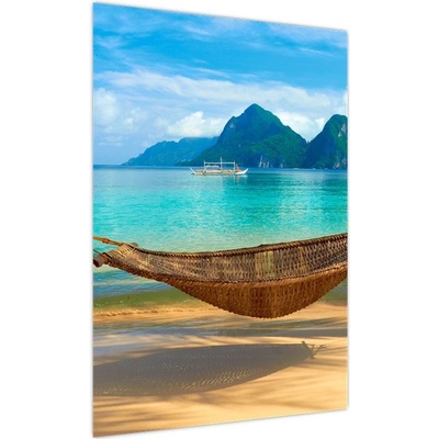 Obraz houpací sítě na pláži 3, jednodílný 50x70 cm – Zbozi.Blesk.cz