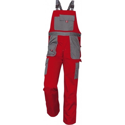 Cerva Pánske pracovné nohavice s náprsenkou MAX EVOLUTION červená sivá