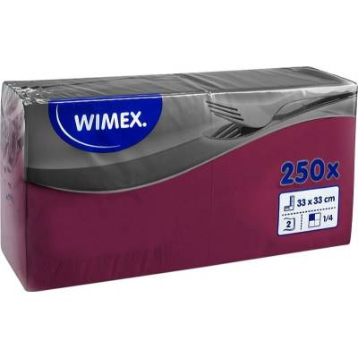 Wimex ubrousky 2V bordové 250ks 33x33cm