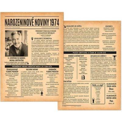 Narozeninové noviny 1974 – jednostranné až čtyřstranné
