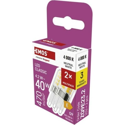 Emos LED žárovka Classic JC G9 4,2 W 40 W 470 lm n