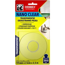 Debbex Nano Clear Oboustranné pásky Transparentní oboustranná páska 19 mm × 2 m x 2,5 m transparentní