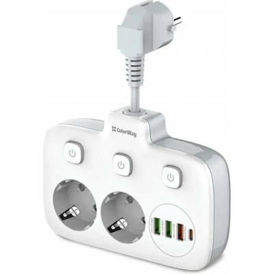 Napájecí zásuvka СolorWay 2x220V/3xUSB-A/1xUSB-C
