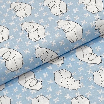 Bavlněné plátno P0633 světle modré, lední medvědi, š.140