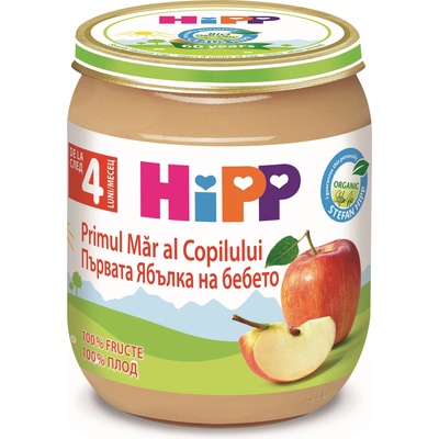 Hipp Био плодово пюре Hipp - Ябълка, 125 g (4233)