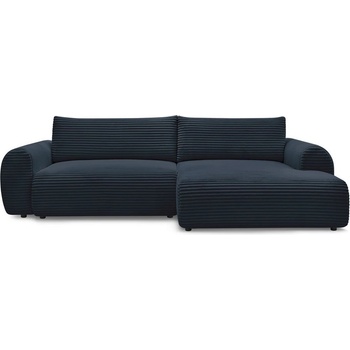 Bobochic Тъмносин разтегателен ъглов диван от рипсено кадифе (десен ъгъл) Lucien - Bobochic Paris (104438)