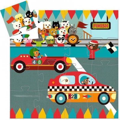 Djeco v tvarovanom balení Pretekárske autá Závodní auto 16 dielov