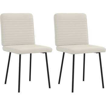 vidaXL Трапезни столове, 2 бр, кремави, кадифе (4101142)