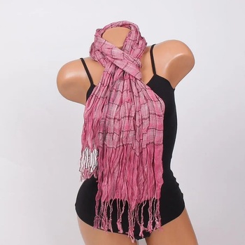 Image 1 of Стилен шал в розово и сиво с ресни