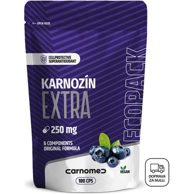 CarnoMed Karnozín EXTRA 250 mg ECOPACK 180 kapsúl