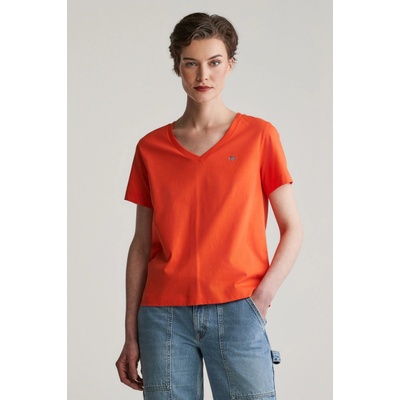 Gant REG SHIELD SS V-NECK T-SHIRT ORANGE RED