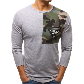 Lx0452 BASIC světle triko s army detailem na rameni šedé