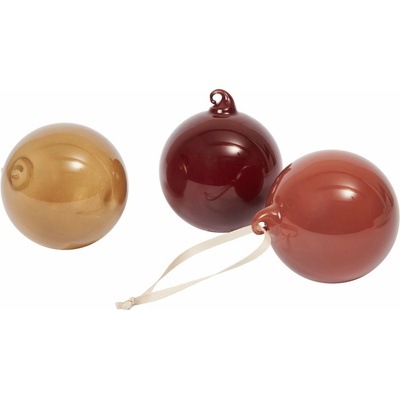 Ferm Living Sklenená vianočná ozdoba Roseate Opaque Ø 8 cm – set 3 ks