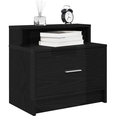 vidaXL Нощно шкафче с чекмедже, черен дъб, 51x31x47 см (858670)