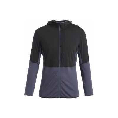 Icebreaker Merino 200 RealFleece Descender LS Zip Hoodie Men BLACK/GRAPHITE/CB černá