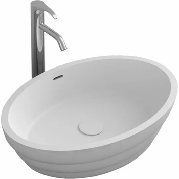 Inter Ceramic Мивка за баня ICB 684W, монтаж върху плот, iStone, бял, 60x40x15см (684W)