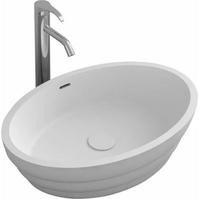 Inter Ceramic Мивка за баня ICB 684W, монтаж върху плот, iStone, бял, 60x40x15см (684W)