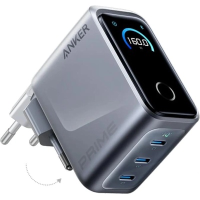 Anker Мощно захранване за ел. мрежа 160W - Anker Prime 3 GaN USB-C Fast Charger PowerIQ 5.0 160W (A2687341)