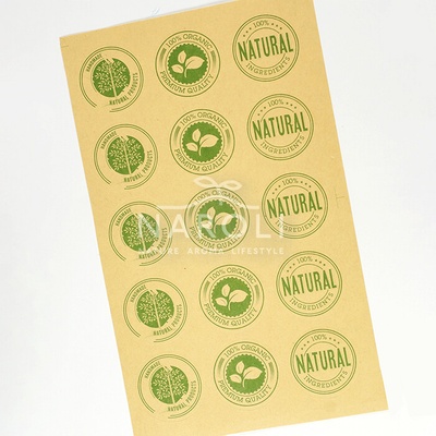 Samolepky okrúhle, natural - Handmade/Organic/Natural, 15 ks