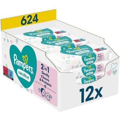 Pampers Sensitive vlhčené ubrousky Box 12 x 52 ks