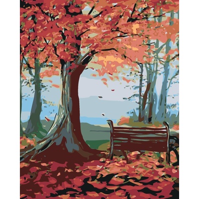 ZUTY Malování podle čísel LAVIČKA A PODZIMNÍ STROM 40 x 50 cm