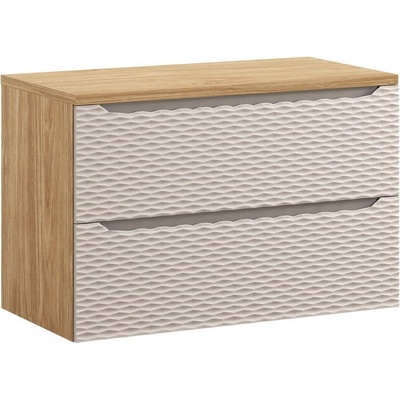 Comad Závěsná skříňka pod umyvadlo Ocean Beige s deskou 90 cm béžová/dub olejovaný