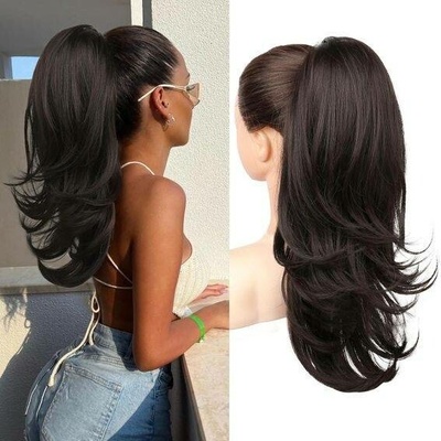 Flufymooz Prodlužování vlasů do culíku, 50 cm prodloužení vlasů do culíku se stahovací šňůrkou pro