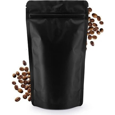 Doypack ZIP | černý mat | ventil | metal.folie obsah 75g (110 x 185 + 65 mm)