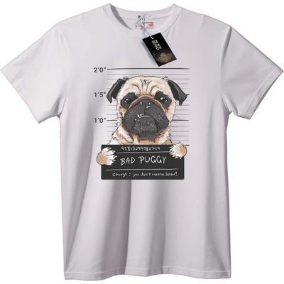 NOONEBRAND Тениска Лошо Мопсче Арестант - L, White