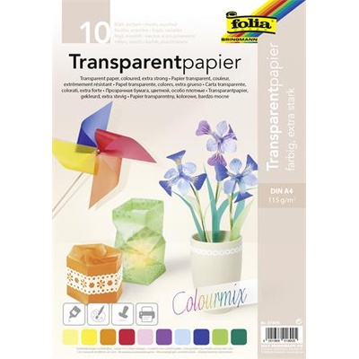 FOLIA Прозрачна хартия A4, 115 g, 10 листа, FOLIA, смесени цветове 87409 (87409)