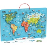 Viga Toys Дървен магнитен пъзел Viga - Карта на света и дъска за писане (44508) - ozone