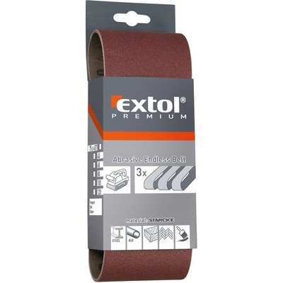 EXTOL PREMIUM Plátno brusné nekonečný pás, bal. 3ks, P40, 75x533mm, 8803524