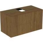Ideal Standard Atelier Conca стенен долен шкаф, цвят тъмно орехово покритие, 2 чекмеджета и плот с централен изрез 100 см (T3942Y5)