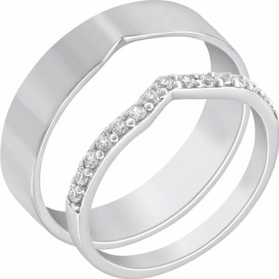Eppi Platinový eternity prsteň s diamantmi a pánský plochý prsteň Magee RW44086