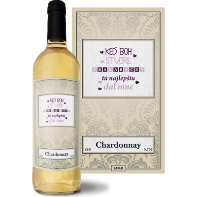Sablio Keď Boh stvoril prababičky Chardonnay biele suché víno 12 % 0,75 l (čistá fľaša)