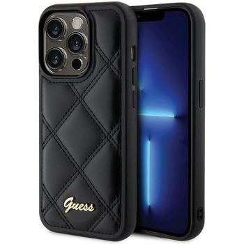 GUESS Кейс Guess Quilted Metal Logo за iPhone 15 Pro, черен (KXG0073446)