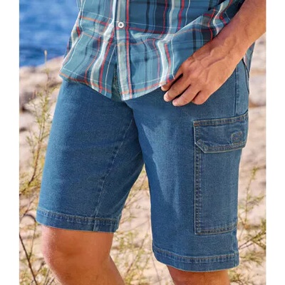Atlas For Men Pohodlné kapsáčové bermudy Modrá