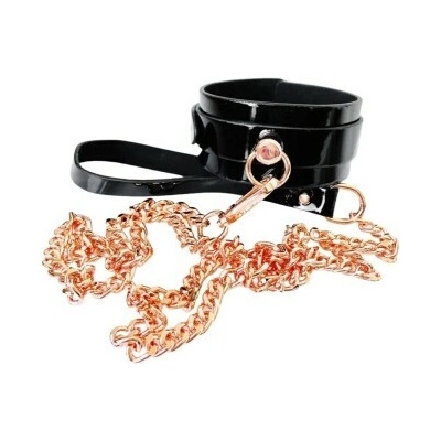KINKY DIVA O-RING COLLAR LEASH BLACK GOLD