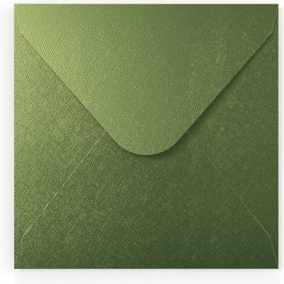 Strukturované obálky s Diamantová klopa - 155 x 155 mm - Champagne zelená