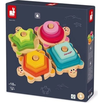 Janod - Дървена игра за нанизване - Костенурки (J05337)